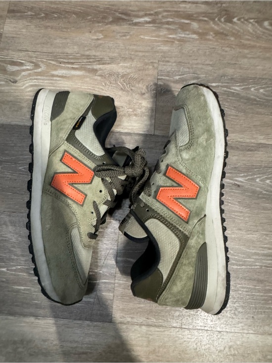 New Balance Other - New Balance Olive Green Suede Sneakers with Orange 'N'